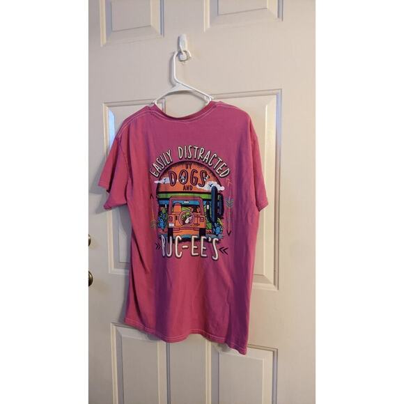 Bucc-ee's Pink Easily Distracted by Dogs Tshirt, Large, Cotton Beachy Coastal - Picture 1 of 6